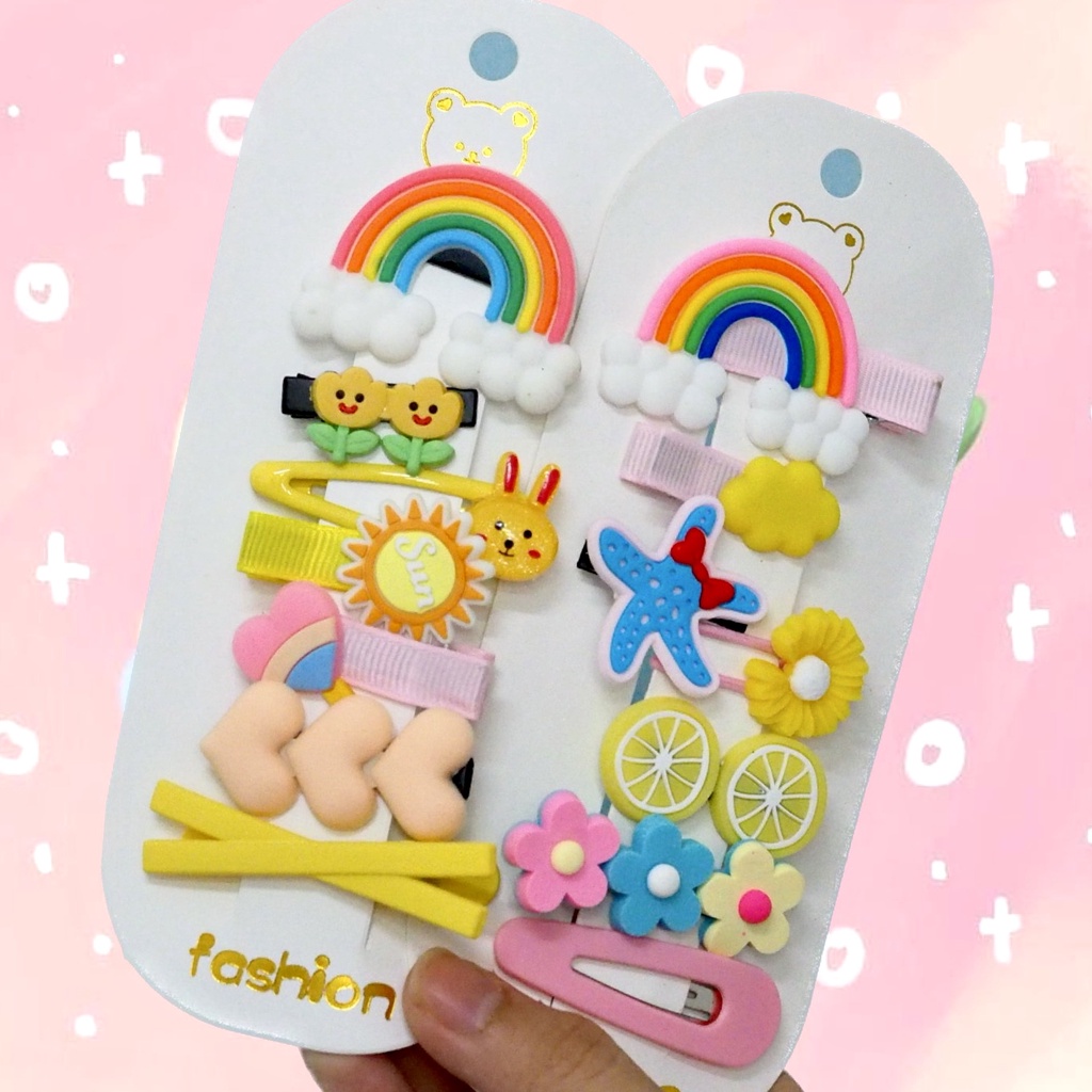 SET ISI 7PCS Jepit Rambut Anak Motif Karakter Kartun Campur  Lucu Jepitan Hair Pin Gaya Korea Kids