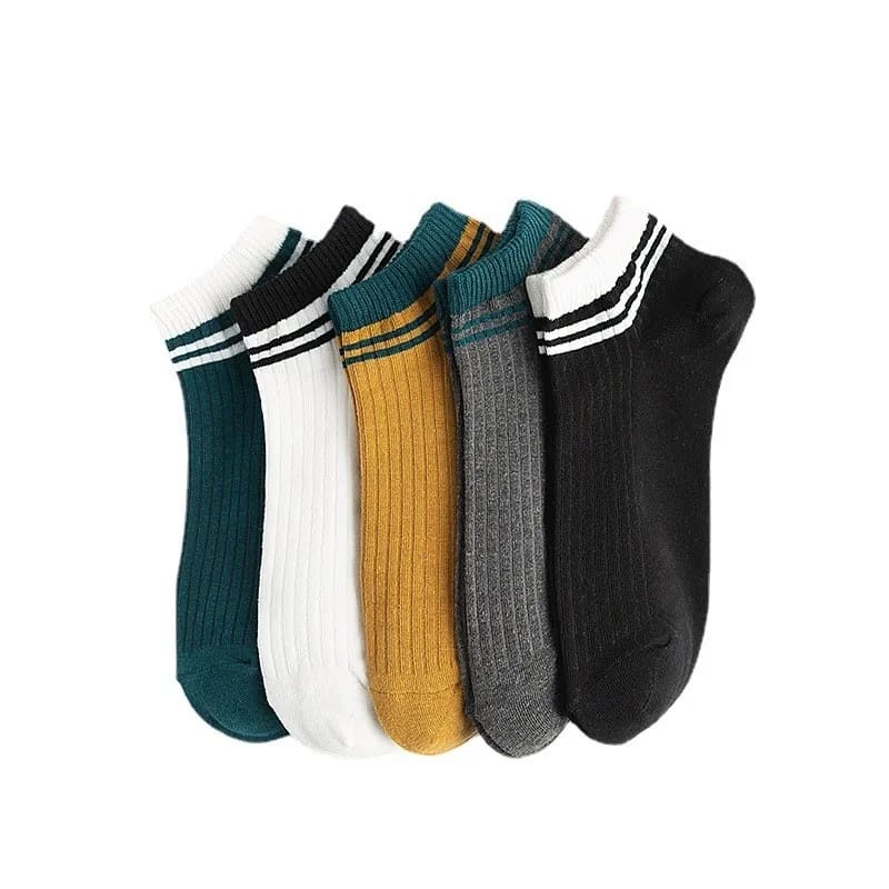 kaos Kaki Cowok Garis Vertikal Set Isi 5 Pasang Socks