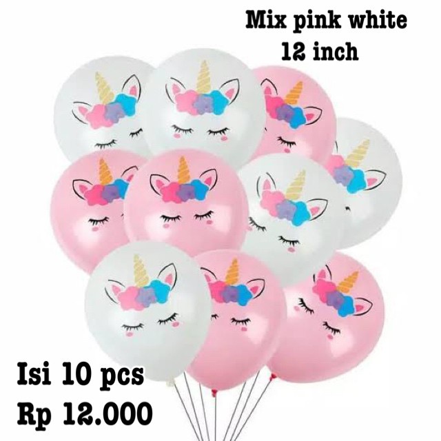 balon unicorn mix warna 12 inch isi 10 pcs balon pesta