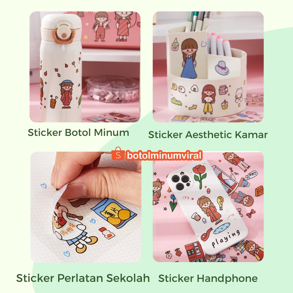 Sticker Momo X BT21 Korea Box Isi 100 pcs Viral Anti Air Aesthetic BTS