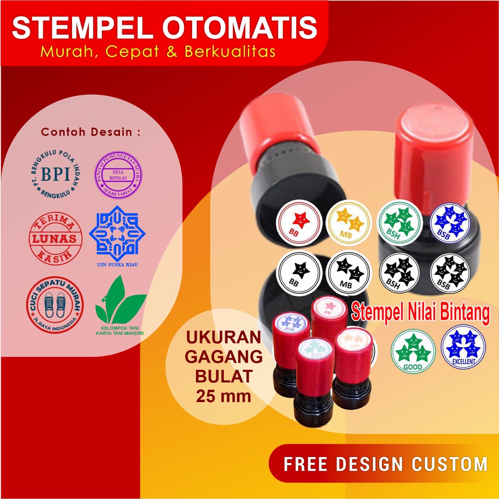 

Stempel Flash Otomatis Custom Stempel Penilaian Ukuran 25mm