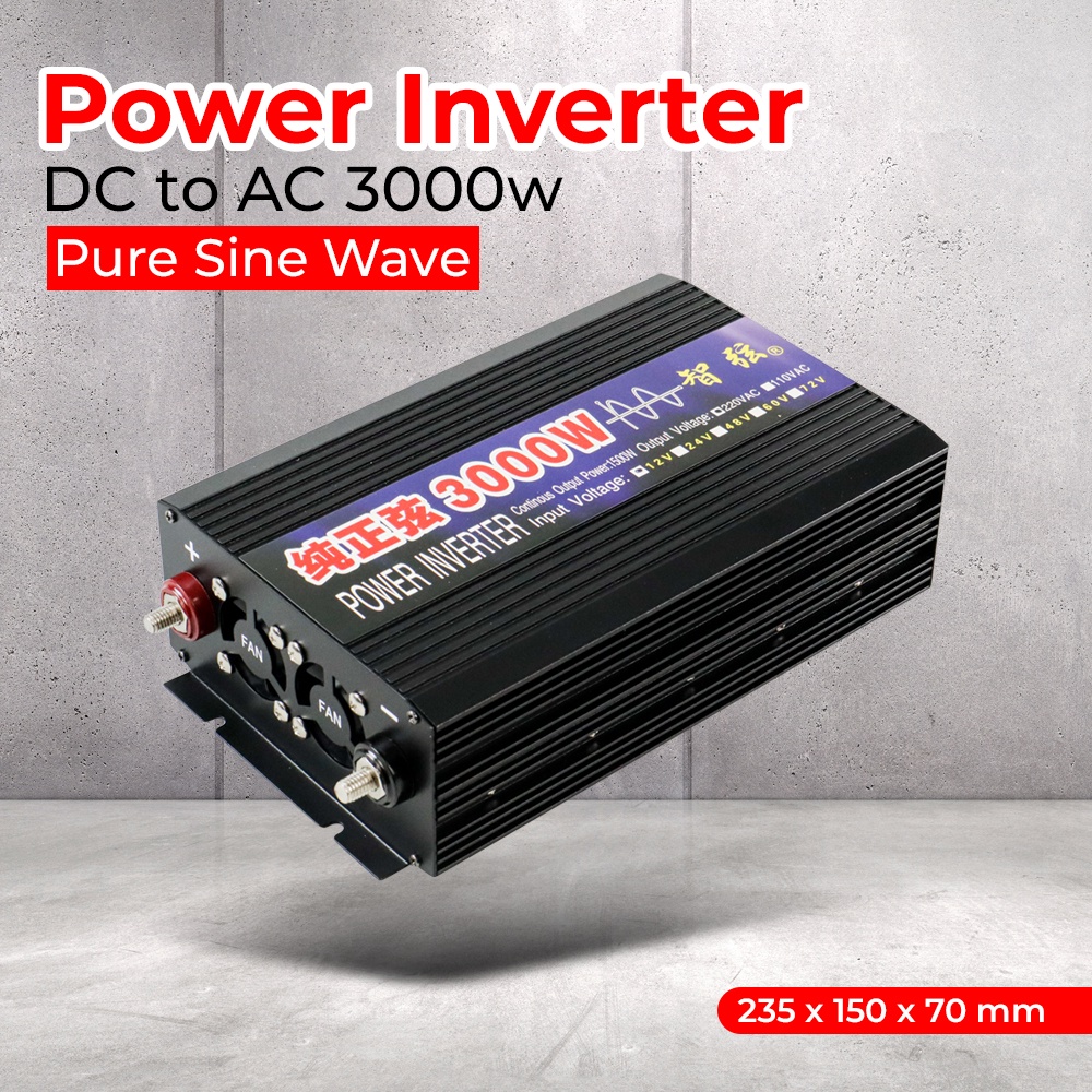 Power Inventer Mobil DC 12V to AC 3000W - Black