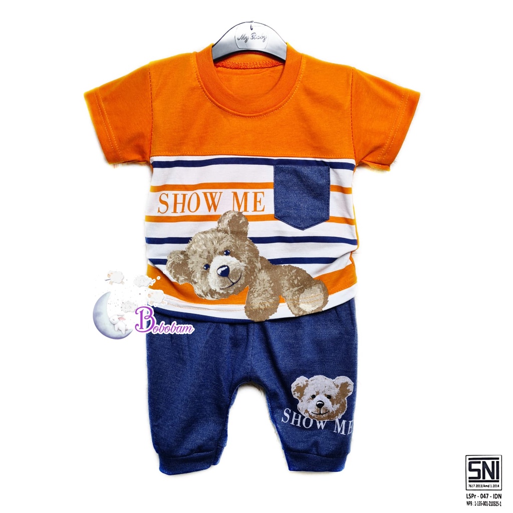 BOBOBAM BAJU BAYI LAKI LAKI SETELAN ANAK COWO LUCU STELAN COWOK 6 12 BULAN KEREN TRENDY KEKINIAN BEAR KANTONG