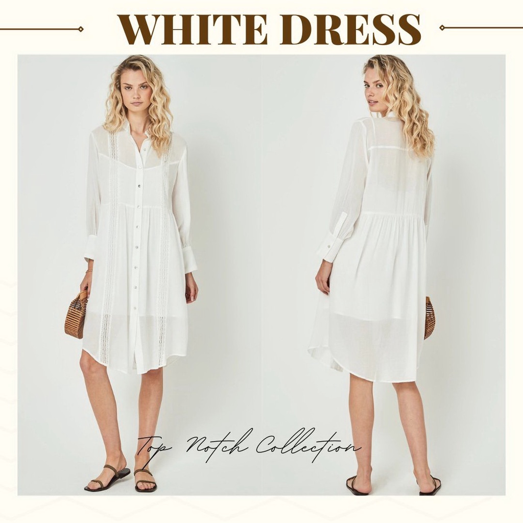 1109 Dress Putih Polos Premium Dress Tunik Korean Style