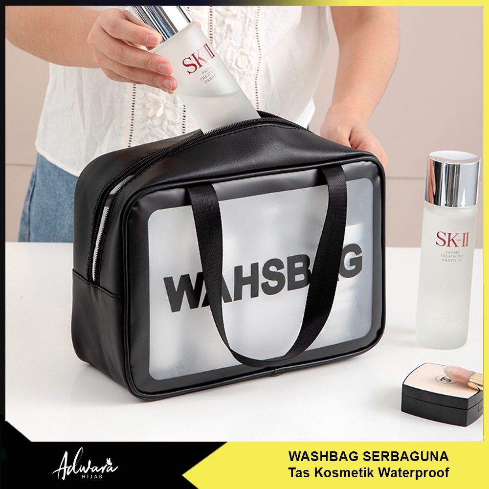 WASHBAG Tas Kosmetik Transparan Tahan Air / Tas Make Up Waterproof Serbaguna