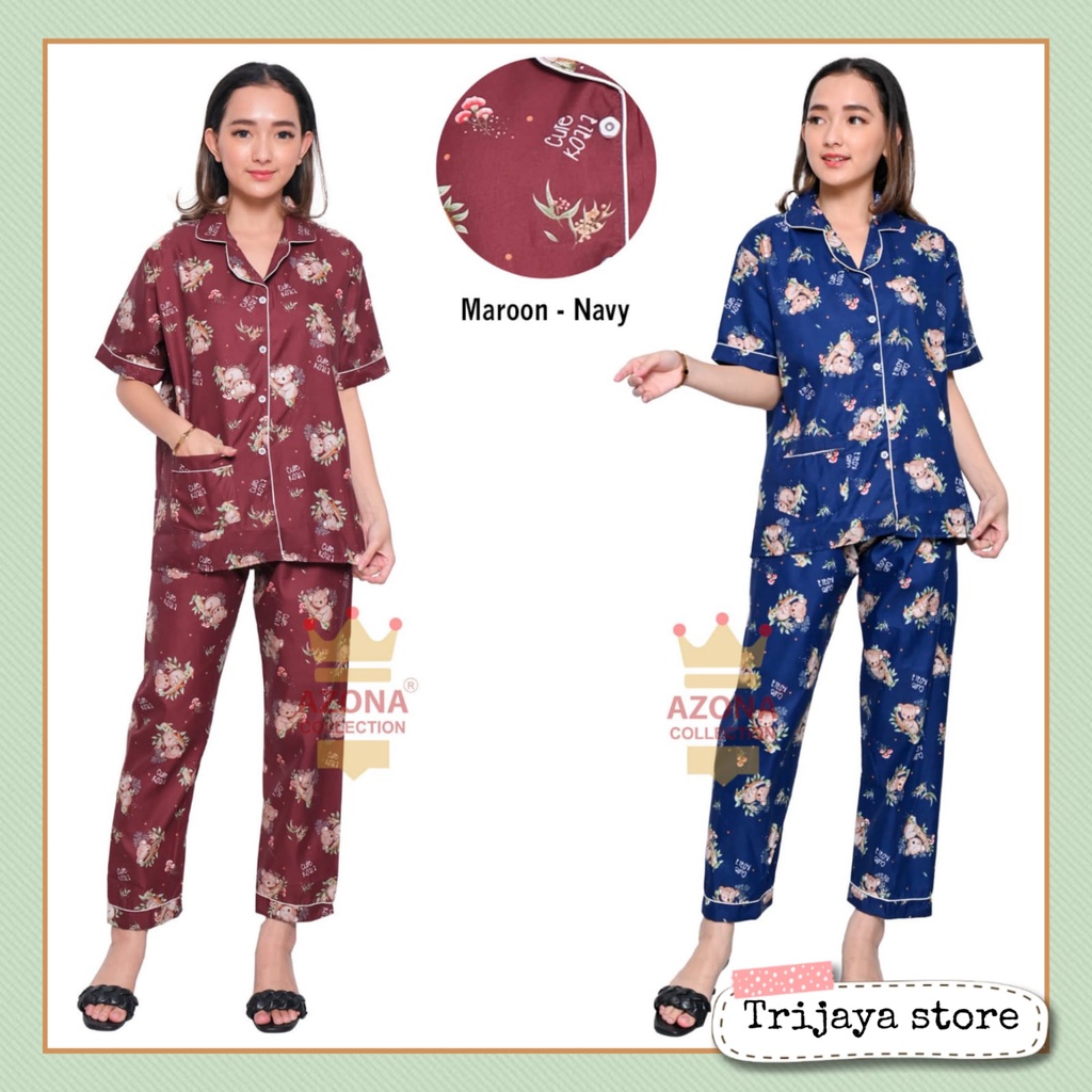 Trijaya . piyama wanita CP motif karakter / baju tidur lengan pendek celana panjang katun eropa