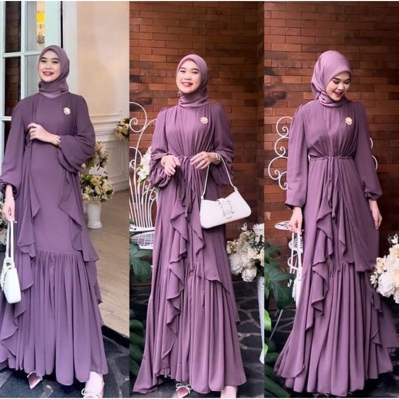 AIRIN DRESS OUTER + INNER PREMIUM GAMIS CERUTY BABYDOLL FULL FURING 3 LOOK