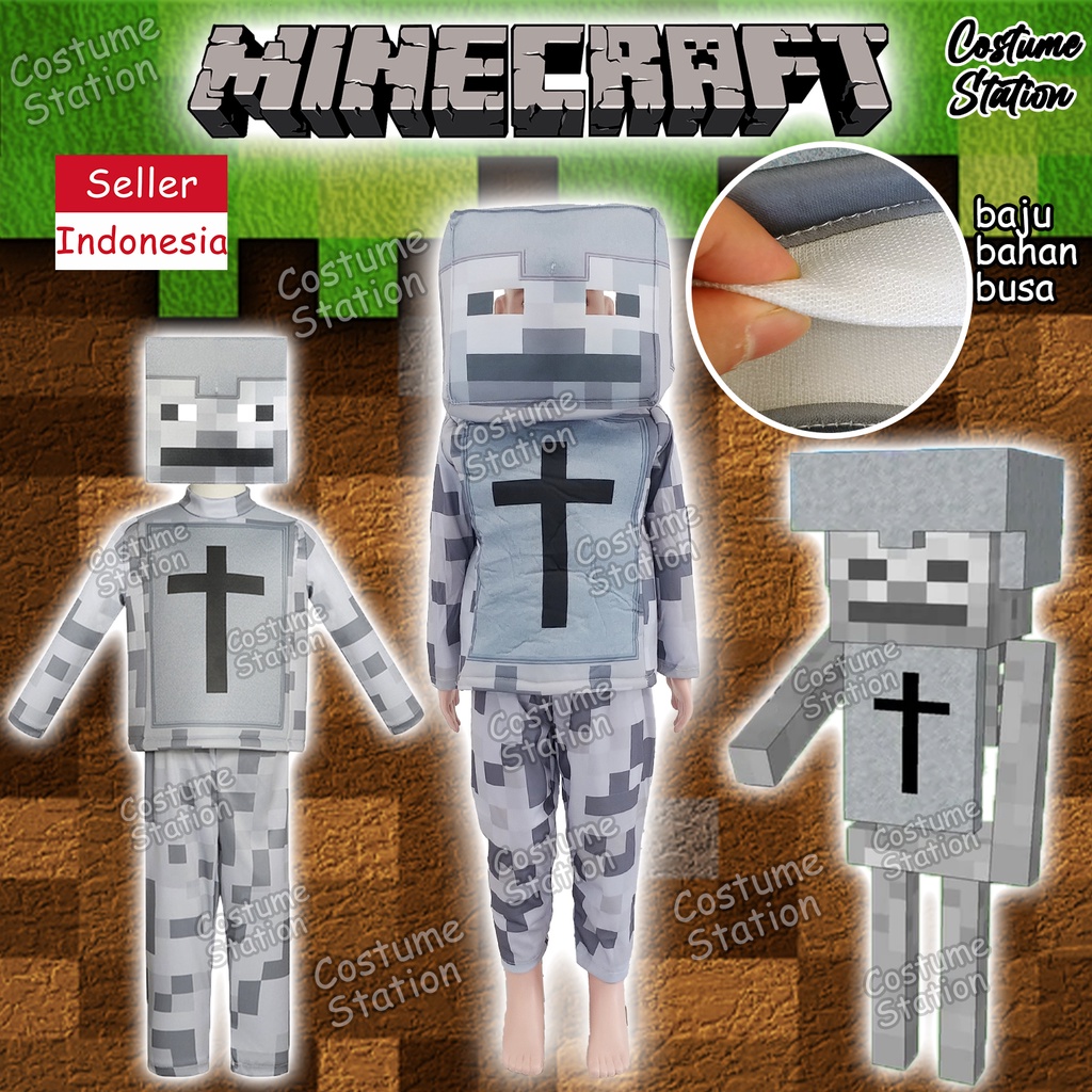 Kostum Minecraft Skeleton Knight / Costume Game Mainan anak