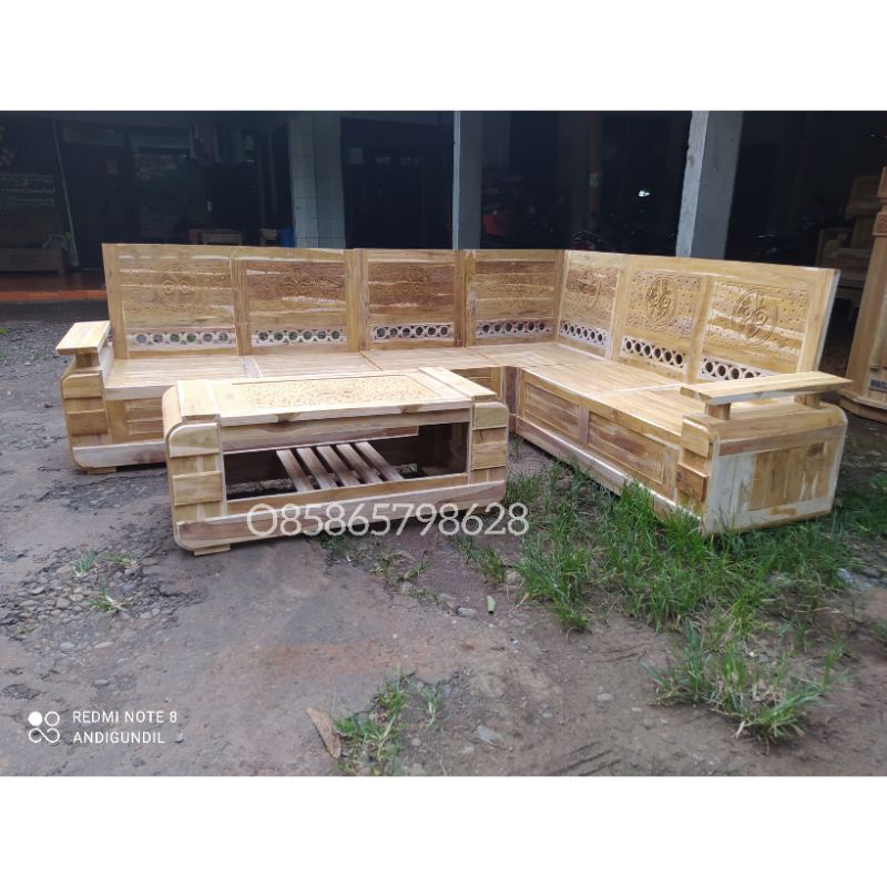 Ready Stok  COD Kursi Tamu Sudut Minimalis Full Kayu Jati kursi tamu sudut minimalis kursi pojok ful