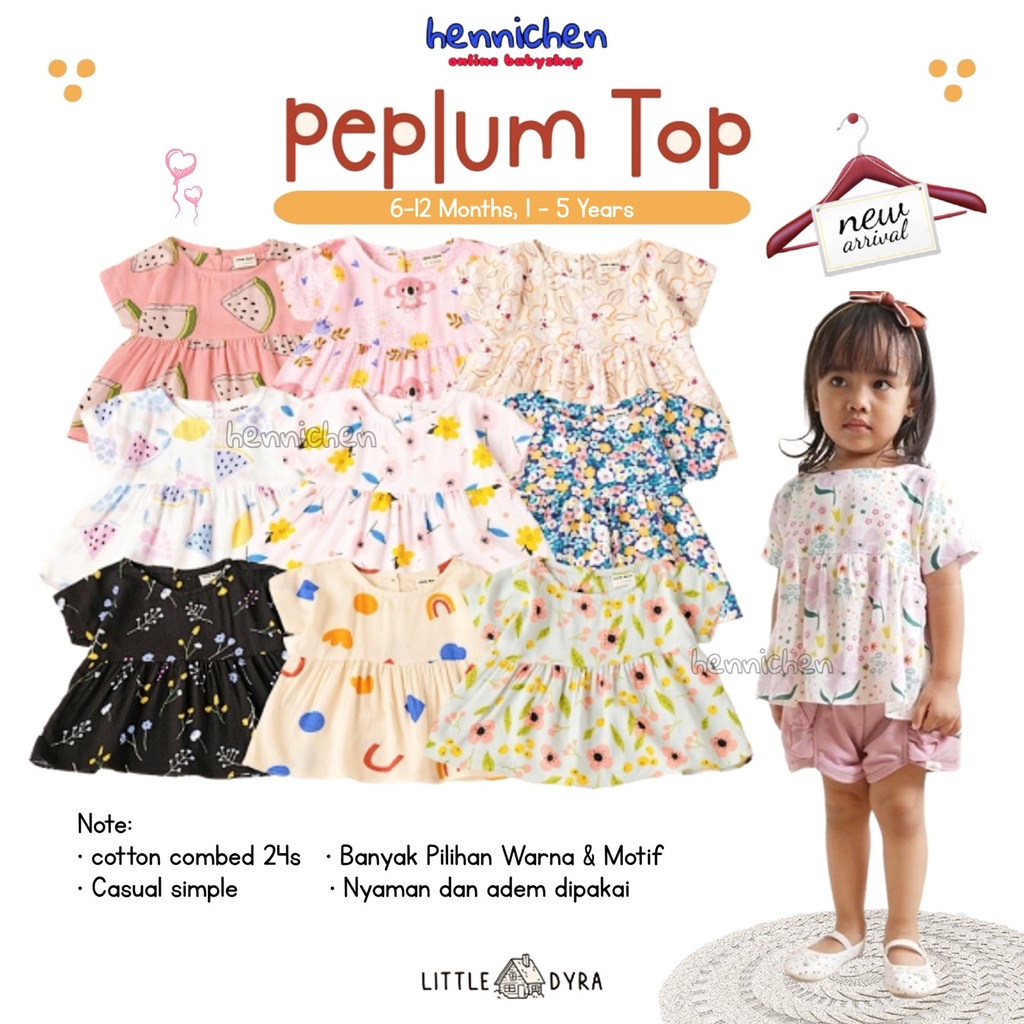 LITTLEDYRA PEPLUM TOP ATASAN ANAK BAJU ANAK PEREMPUAN 6 BULAN - 5 TAHUN