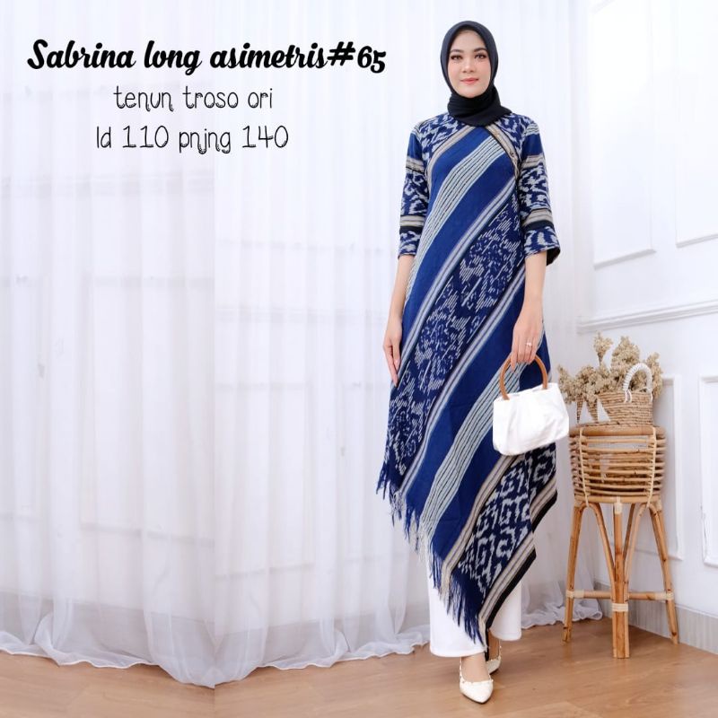 Tunik Longdress Asimetris Tenun Troso Jepara Ori