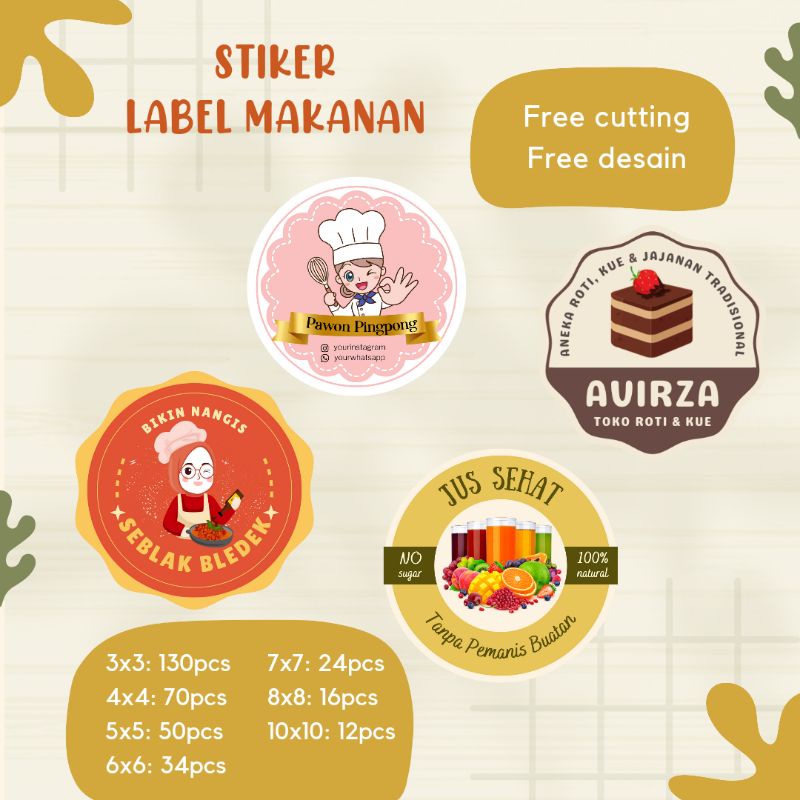 Stiker Label Kemasan / Stiker Label Makanan / Stiker Bulat Custom
