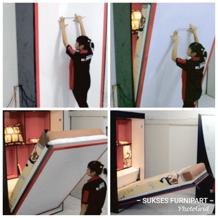 Tempat Engsel Rajang Vertikal Murphy Hidden Wall Bed Knockers 120 Cm