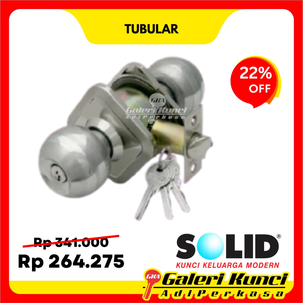 Kunci Bulat SOLID C604 X 400 SQ US32 US32D Tubular Kunci Kamar Mandi