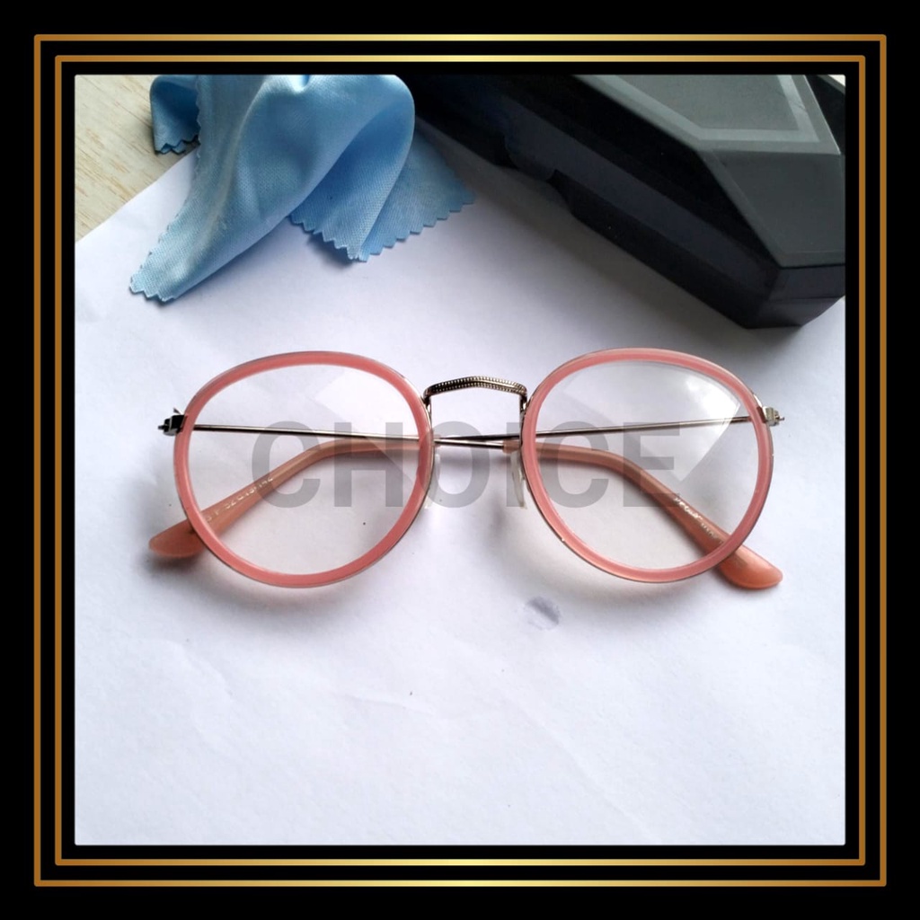 Kacamata Frame/Kacamata Wanita dan Pria Gaya Retro Round Eyeglasses Metal Frame