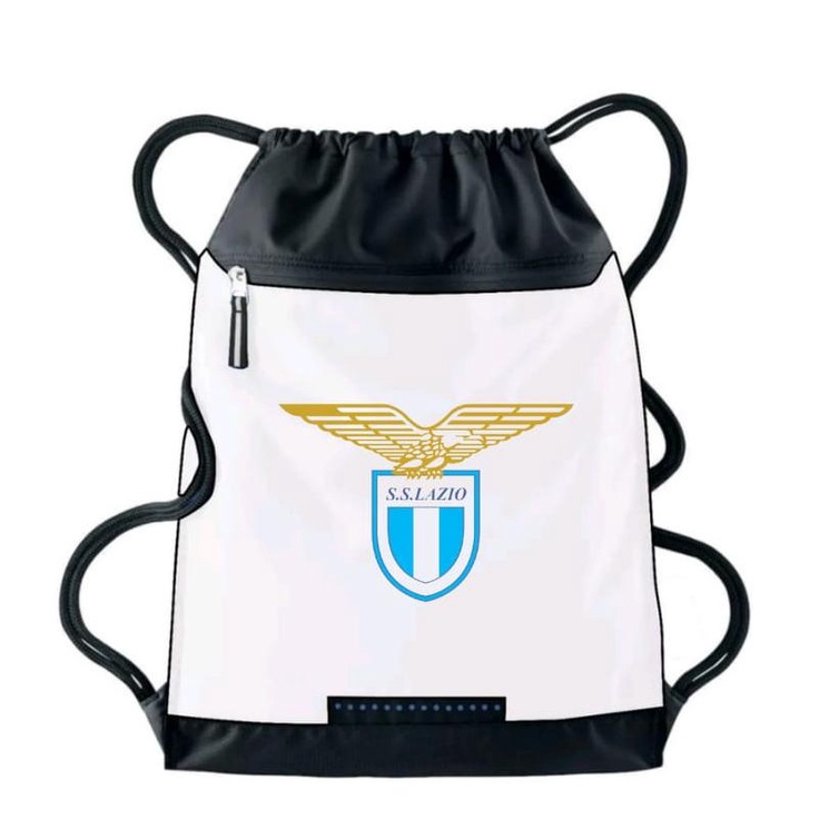 Tas Serut pria stringbag selempang olahraga Logo Lazio | Liga Italia | tas travel serut Waterproof resleting