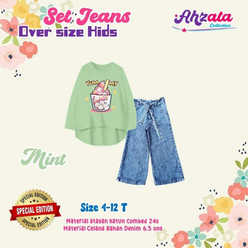 Kulot Setelan Anak Remaja/Setelan Jeans Anak Perempuan/Setelan Anak Perempuan Ahzata