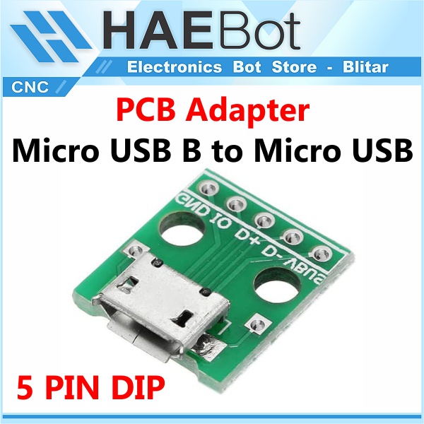 [HAEBOT] PCB Adapter Micro Mikro USB B Port Female DIP Socket Connector Breakout Converter Penghubung Board Papan DIP 2.54 mm Konektor