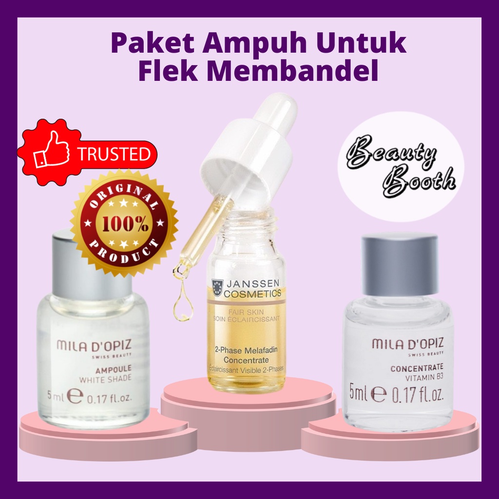 Janssen 2 Phase Melafadin 1 Botol + Miladopiz White Shade + Vitamin B3 Paket Flek Ampuh 2phase