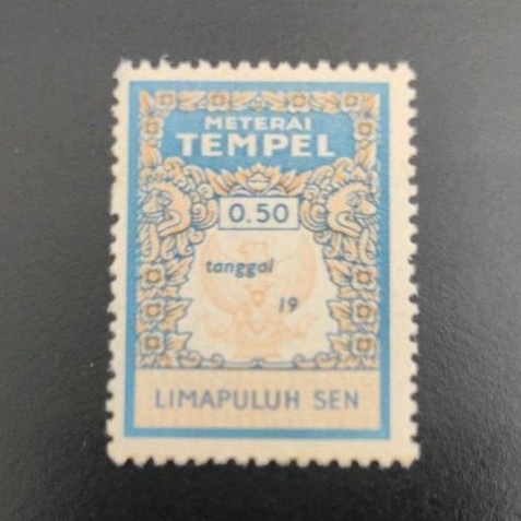 

1 Potong Materai Tempel Tua 50 Sen Biru Tahun 1960-1970