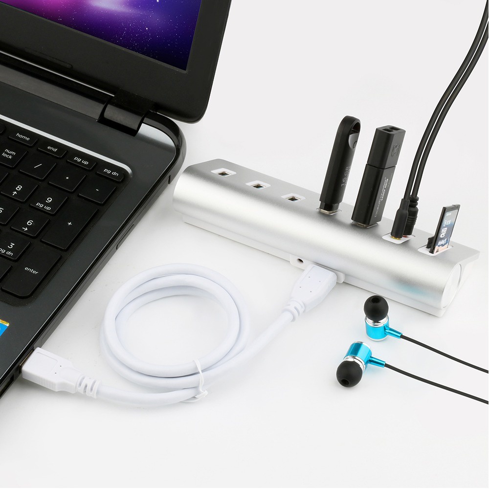 USB HUB Card Reader Audio AUX USB 3.0 Sound Adapter