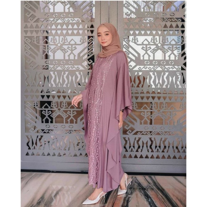 PROMO BAJU GAMIS SYARI WANITA JUMBO CERUTY SET HIJAB KHIMAR DRESS MUSLIM ORI - DUSTY, ALL SIZE SYAR'