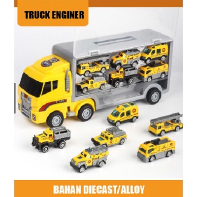 MAINAN ANAK MOBIL CONTAINER BESAR ISI MOBIL  DIE CAST ll ALLOY ll BESI HADIAH ULANG TAHUN