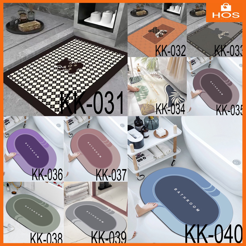 Keset Kaki Diatomite Anti Slip OVAL/PERSEGI Motif Terbaru KODE KK Ukuran 40x60CM  I Happyonshop