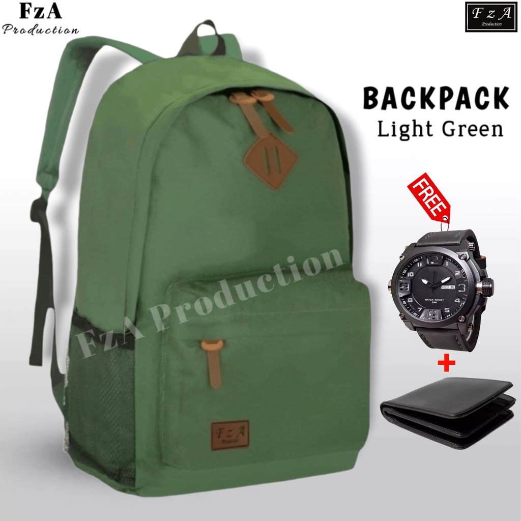 FzA Official - Tas Ransel Gendong Laptop Distro Sekolah Kuliah Pria Wanita Backpack Murah Original Tas Punggung Laptop - Light Green