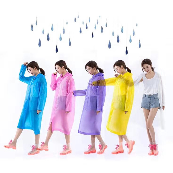 Jas Hujan Dewasa Terusan EVA Raincoat Mantel Hujan Terusan Polos Lightweight Bahan EVA PEVA