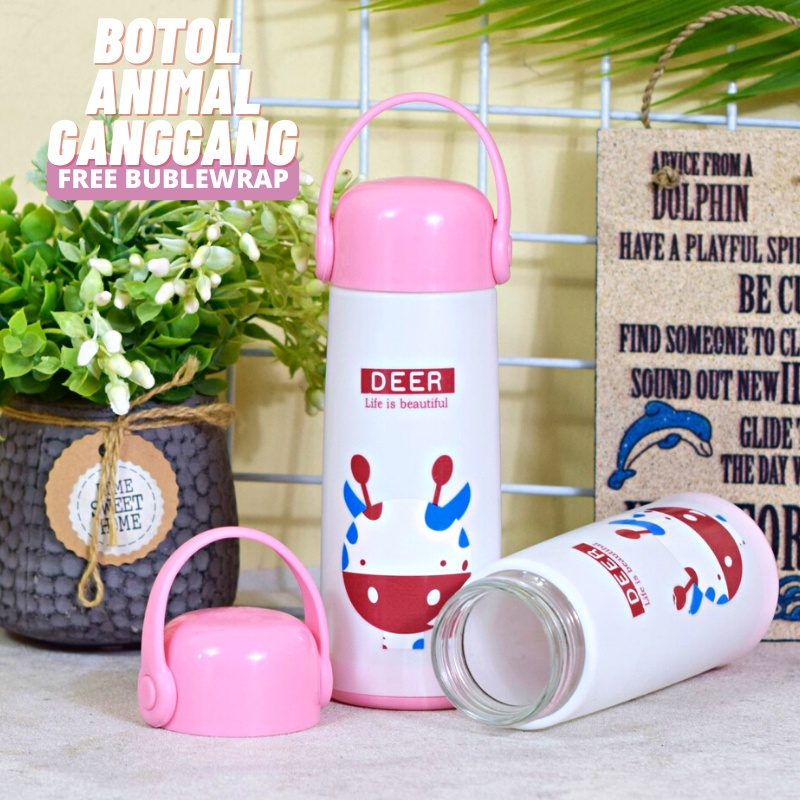 [COD] BOTOL MINUM ANIMAL TALI KARET UKURAN 400ML - BOTOL MINUM PLASTIK
