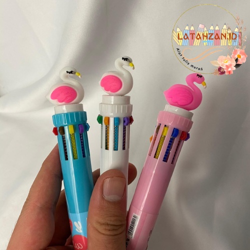 

Pulpen 10 Warna Karakter Flamingo Tinta Warna Warni Pen Karakter Lucu