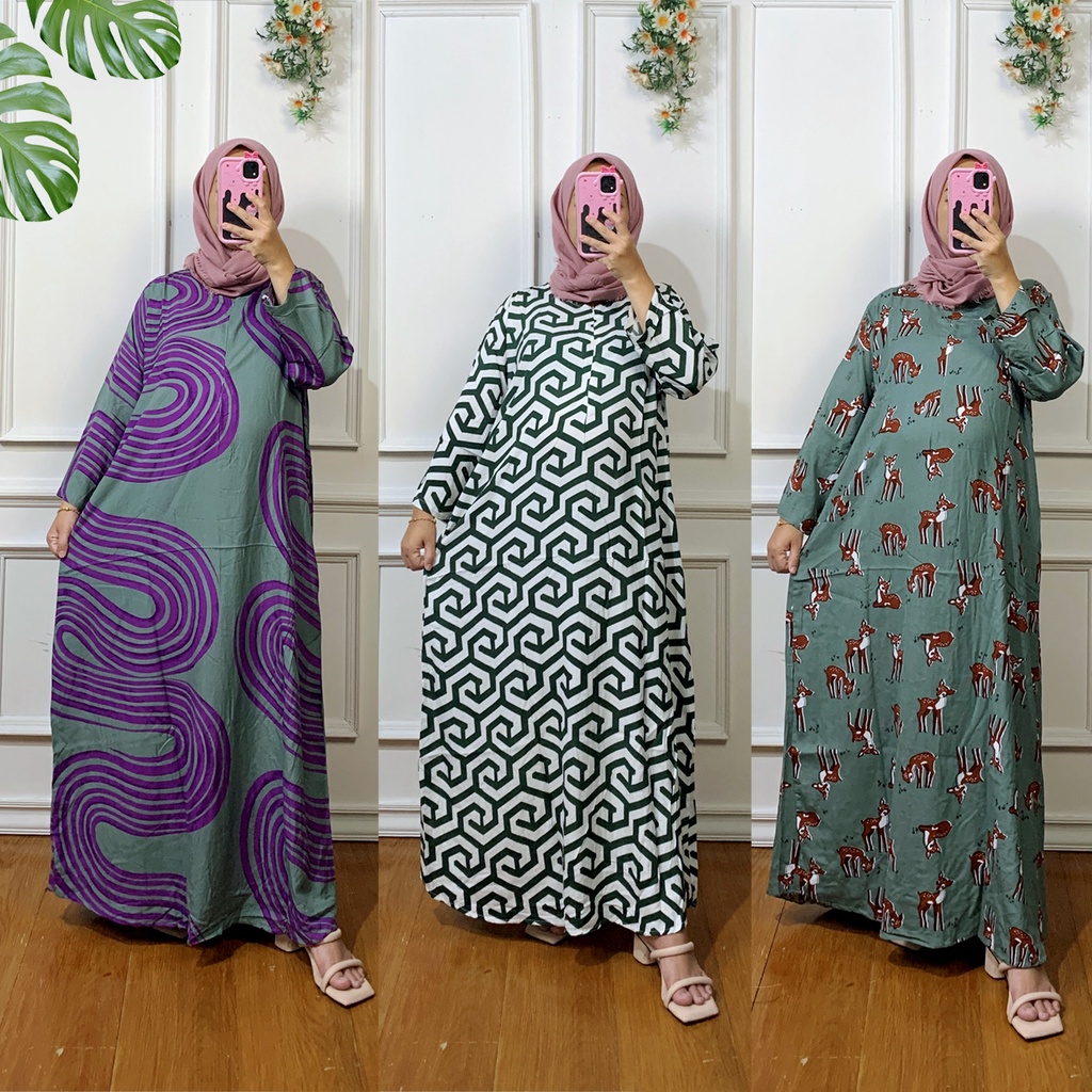 Daster Gamis Semata Kaki / Long Daster Lengan 3/4 / Daster sematakaki busui / Daster tangan / Daster rayon busui