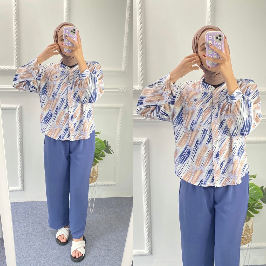 Abstrak One Set Syakila Crinkle Setelan Wanita