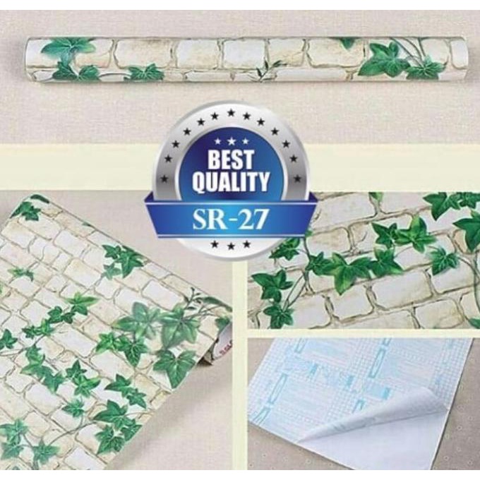 PROMO Wallpaper Dinding Sticker 3D Bata Putih Daun Walpaper Stiker Murah
