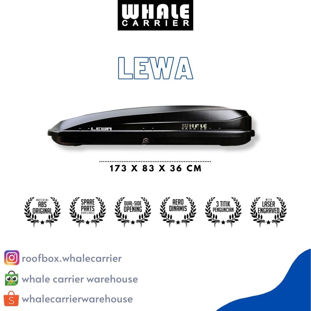 ROOF BOX WHALE CARRIER TIPE "LEWA (HITAM)" UNTUK SEMUA MOBIL