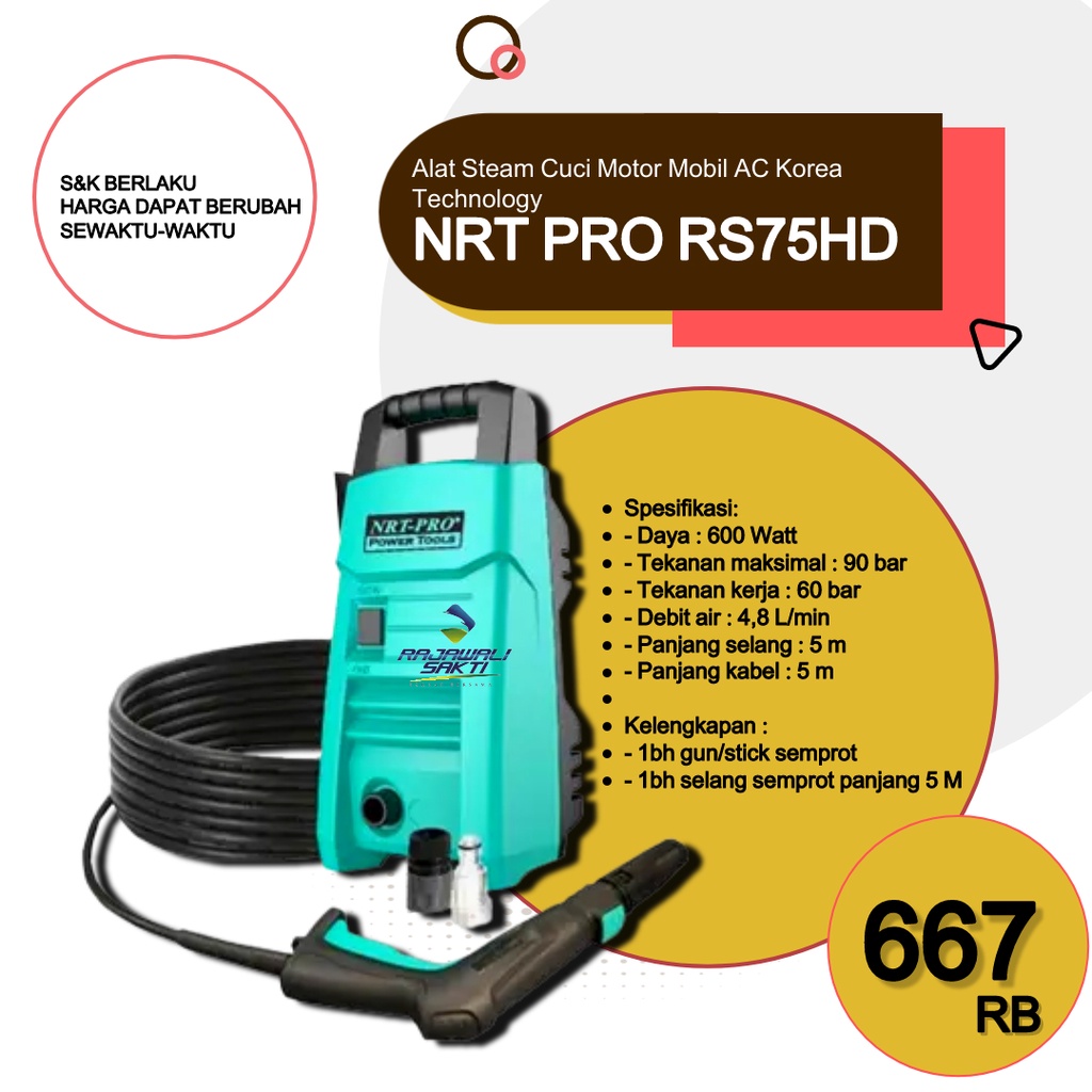 NRT PRO MESI CUCI MOBIL MOTOR /JET CLEANER NRT-PRO RS75HD MESIN STEAM CUCI MOBIL MOTOR