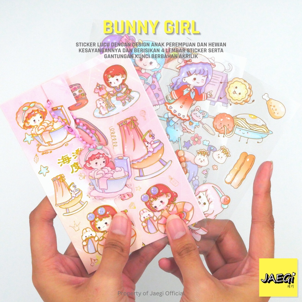 

JAEGi - Gantungan Akrilik DIY + Sticker Aesthetic Bunny Girl Medium 4 Lembar