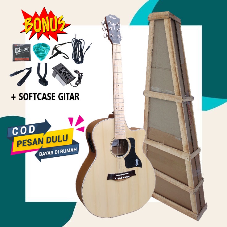 Gitar Akustik Elektrik Taylor Free Packing Kayu