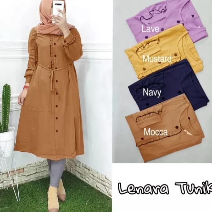 HARGA MURAH X91 Baju atasan wanita kekinian ukuran L|XL Lenara tunik (COD)/Tunik muslimah wanita ter