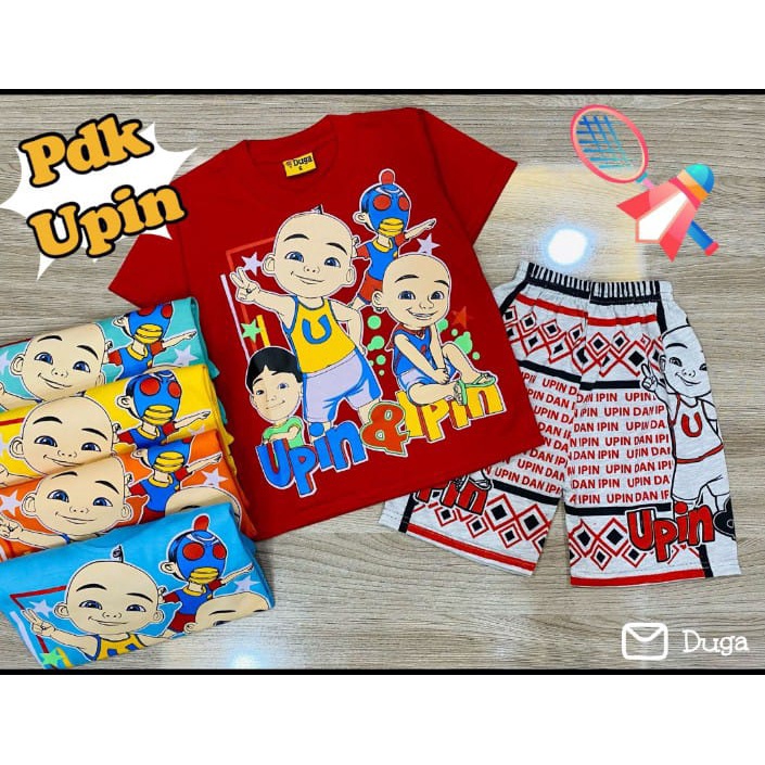 Setelan Upin & Ipin untuk anak laki-laki usia 1-8 tahun / Baju upin & ipin terbaru lengan pendek / B