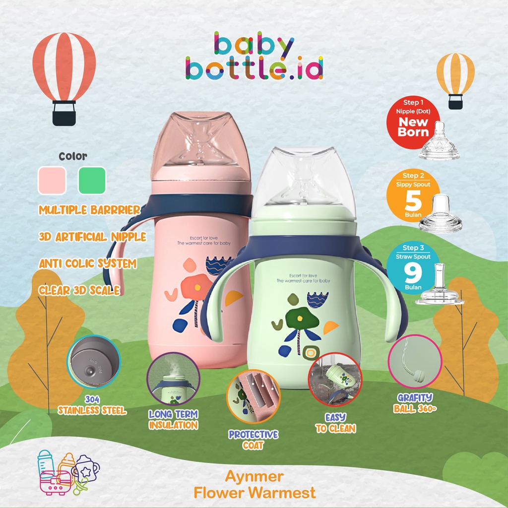 AYNMER FLOWER WARMEST | BOTOL SUSU BAYI VACUUM STAINLESS STEEL | Thermos Vacum Sippy Training Cup