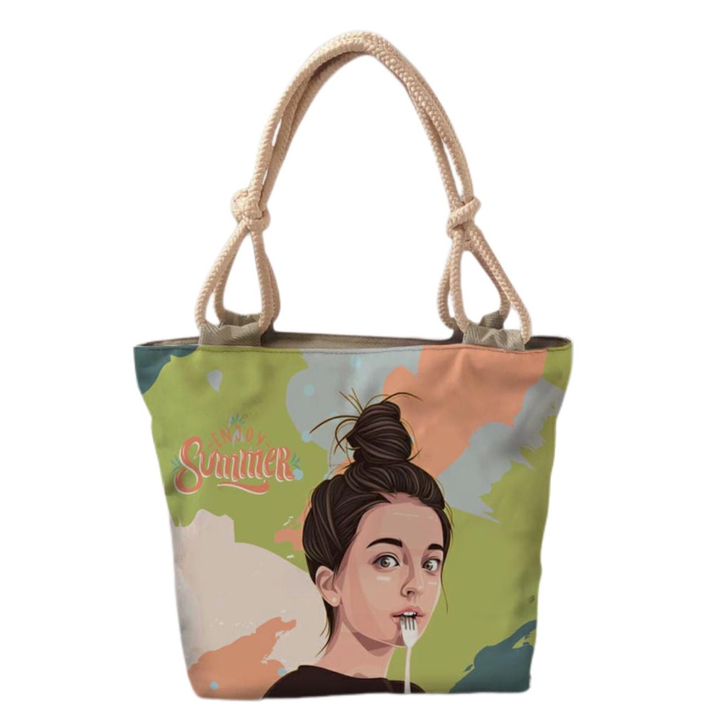 Tote bag Resleting Tali sumbu Bahan Canvas Sublime - Tas Laptop - Tas Kuliah - tas Main