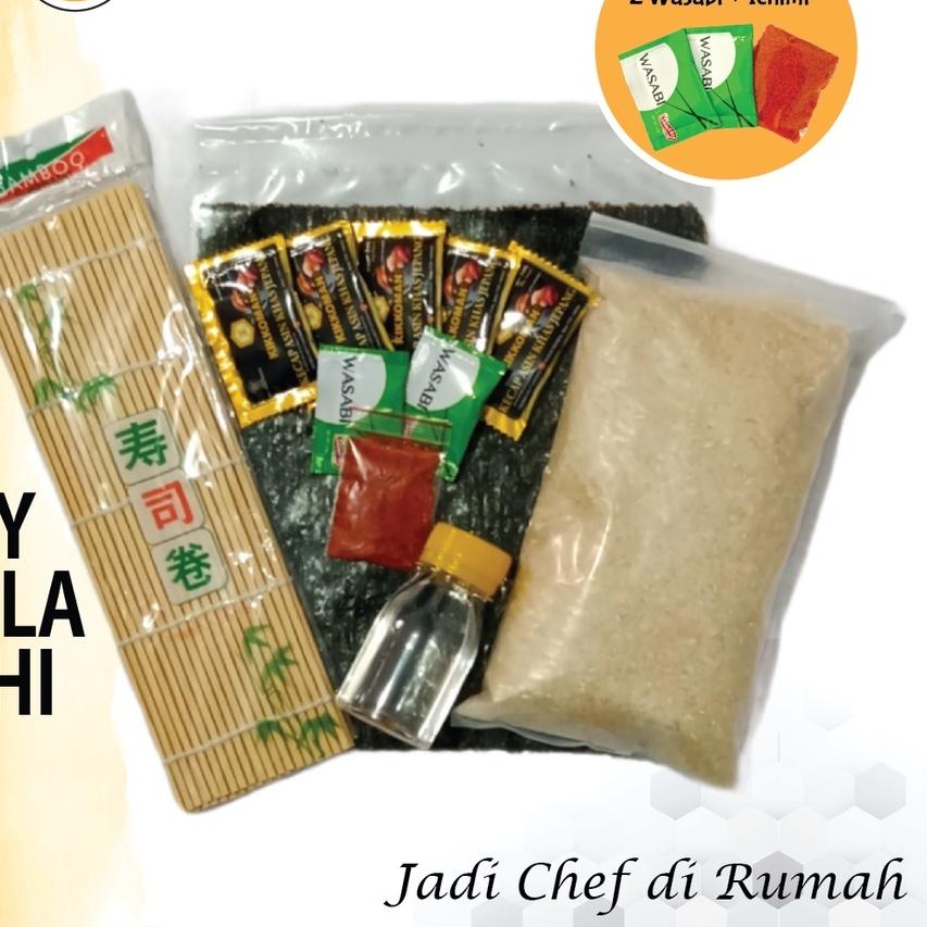 

✮ PAKET BAHAN SUSHI LENGKAP 10 Porsi Halal │ Beras Japonica, Nori, Bambu Mat, Shoyu, Sushi Seasoning ➥