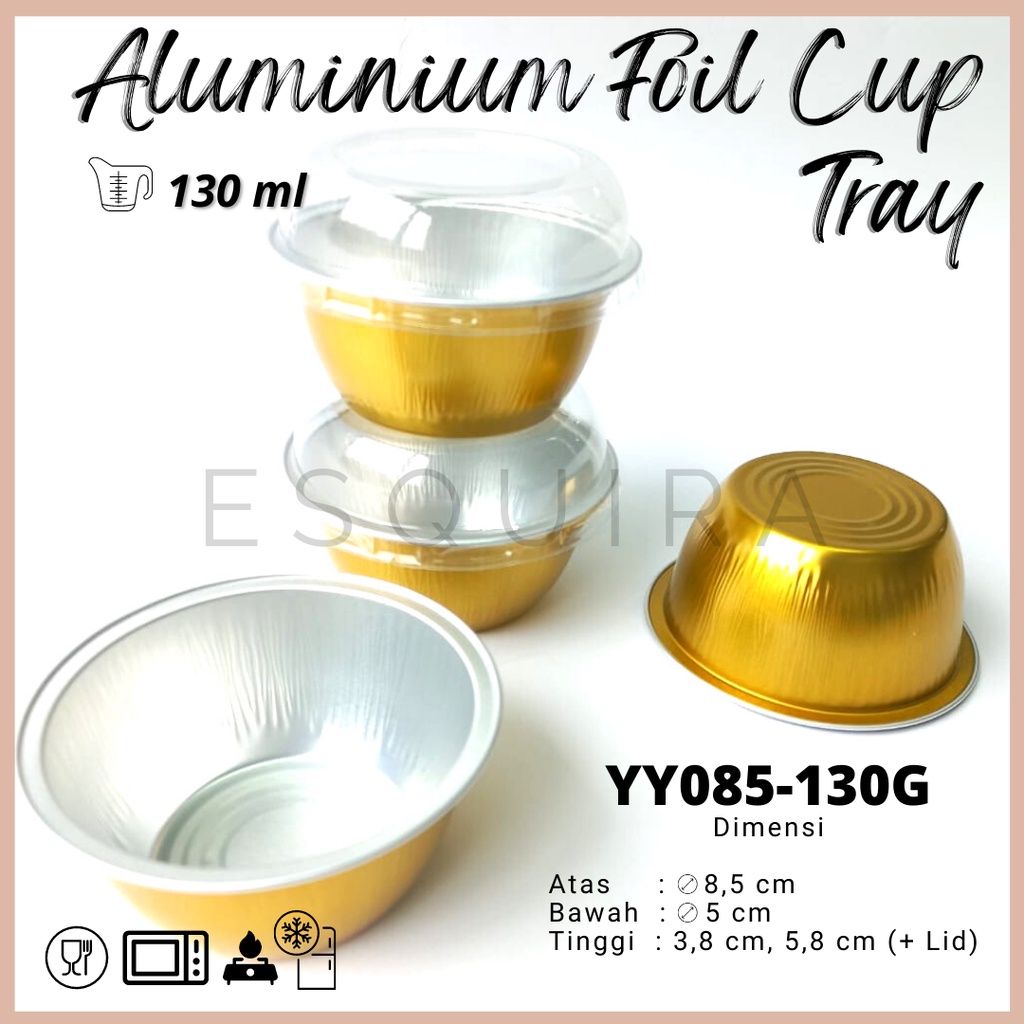 Aluminium Foil Cup Tray Gold + Pet Lid / 10 PCS / YY085-130G