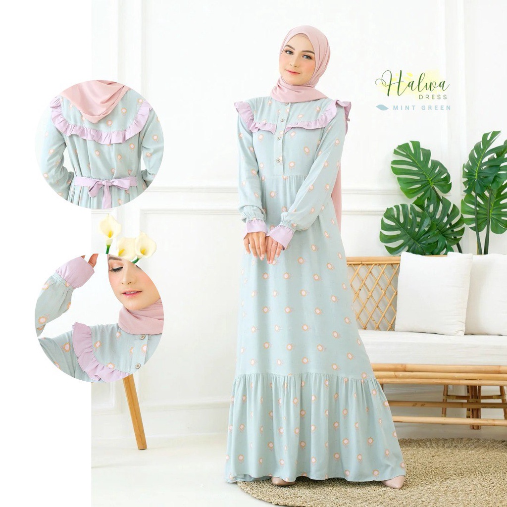 Riskirich Halwa Gamis Homedress Kiyowo Bahan Rayon Valencia Premium