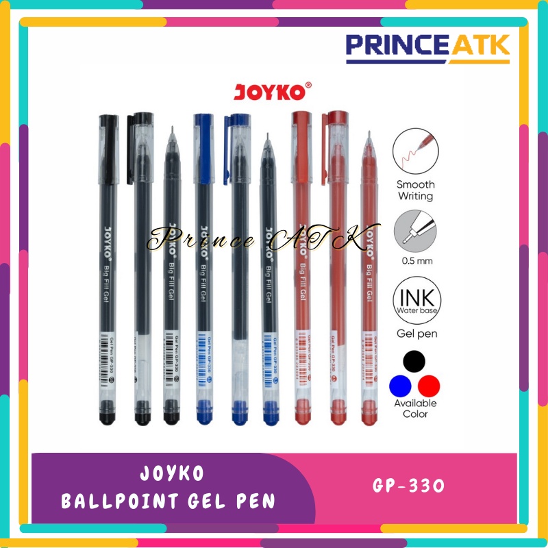 

(12 PCS) GEL PEN PULPEN PENA JOYKO GP-330 BIG FILL GEL 0.5 MMM - BLACK