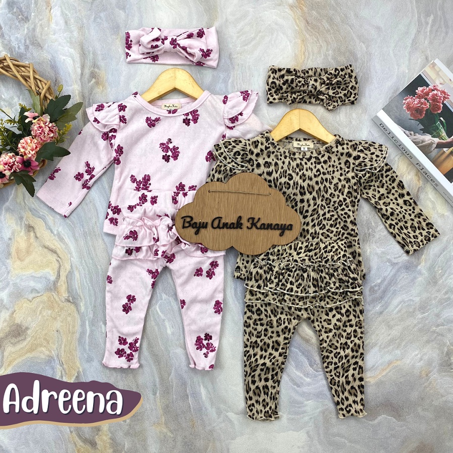 3-18 BLN SETELAN BAYI ADREENA FREE HEADBAND SETELAN BAYI PEREMPUAN PREMIUM by MYBEE (SNI)