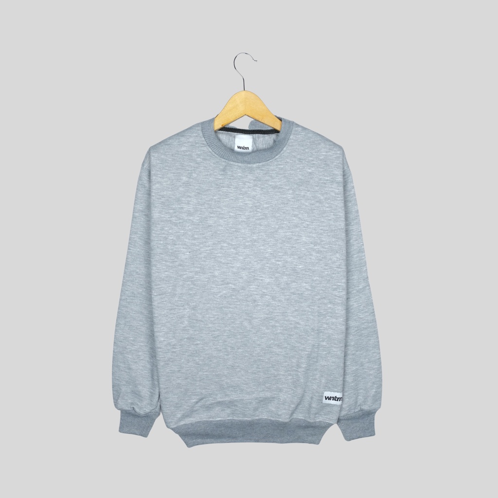 Crewneck Cowok Polos Basic WNTRN Vintage Sweater Pria Krunek Abu Muda Crunek Oversize Jumbo Oblong Lengan Panjang