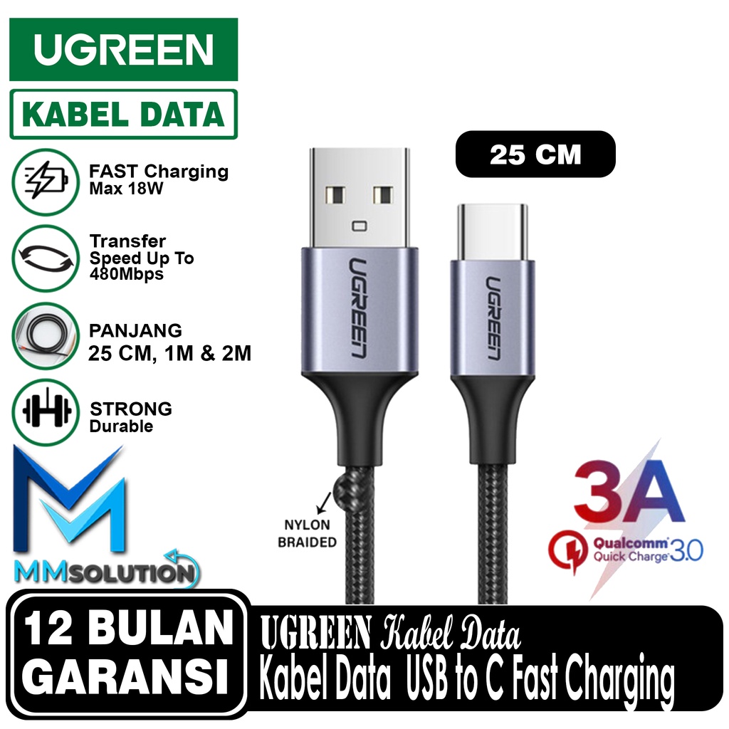 UGREEN Kabel Data USB to Type C Fast Charging Data Cable 3A